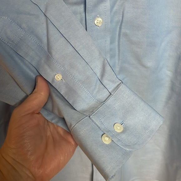 Lands' End Size 17-33 Blue Long Sleeve Traditional Fit Button Down Shirt - Picture 2 of 8